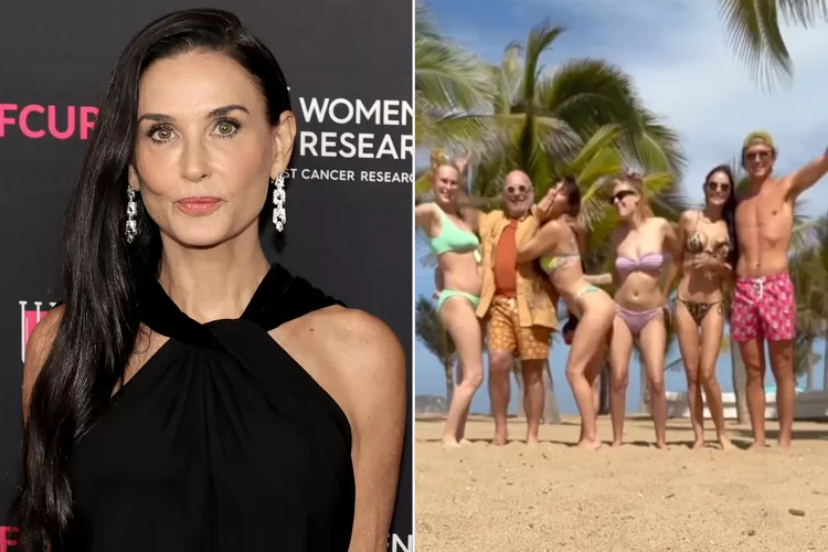 Demi Moore's Stylish Beach Escapade with Family and Friends
