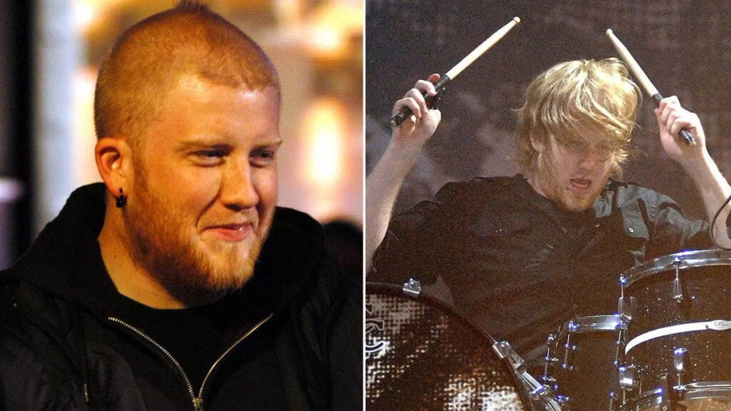 Bob Bryar playing drums live during an MCR concert